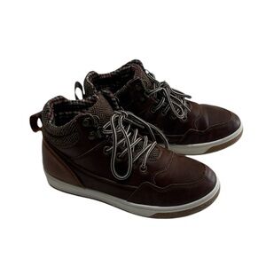 US Sports Outdoor Boys Brown Casual High-Top Lace-up Flat Heel Sneakers Boots
